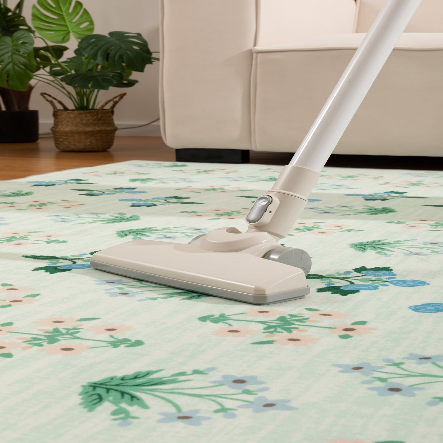 CHAKME 5'x7' Washable Non Slip Area Rug Ultra Soft Floral Carpet Living Room Large Vintage Green American Country Flower Rugs Distressed Retro Farmhouse Floor Mat, Blue Green