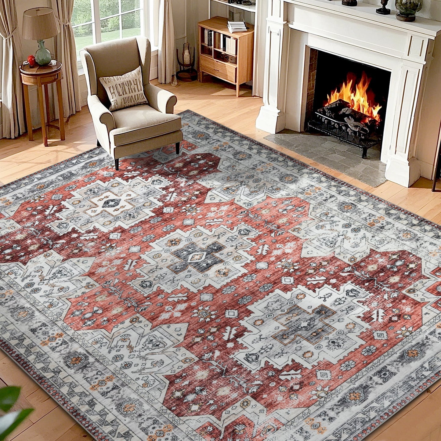CHAKME 5'x7' Area Rugs Living Room Bedroom Ultra Thin Soft Washable Oriental Vintage Floral Carpet Distressed Rug Indoor Room Dorm Home Carpets Decor£¬Mul