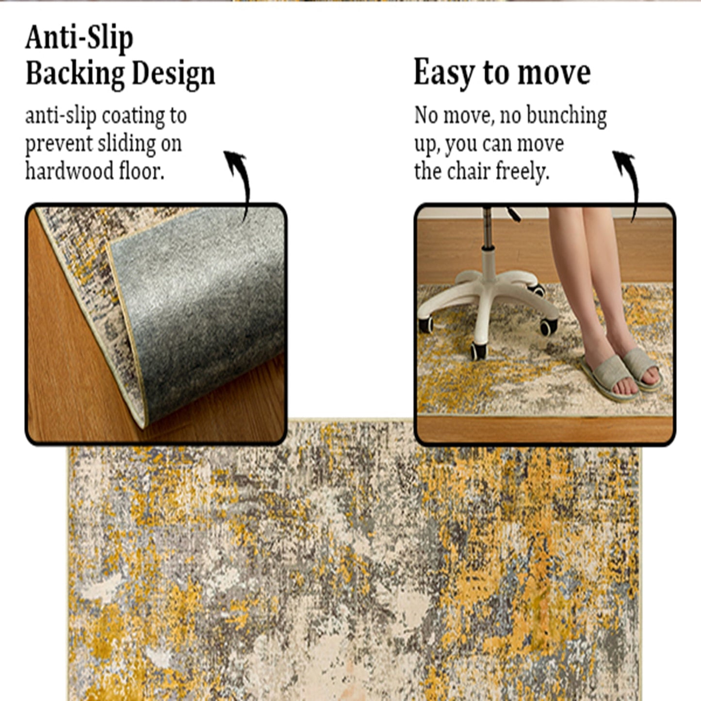 CHAKME 6'x9' Abstract Area Rugs Machine Washable Non Slip Distressed Farmhouse Living Room Bedroom Dining Room Office Neutral Beige Brown Vintage Floor Carpet