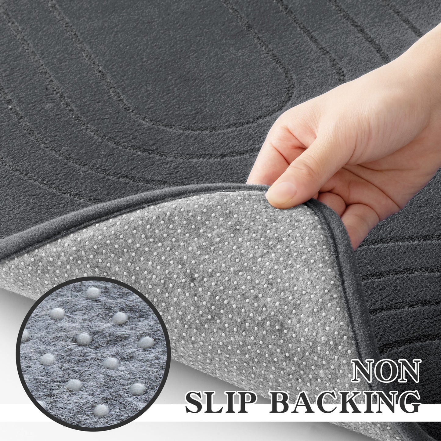 CHAKME Non Slip Memory Foam Bath Rug Set Ultra Absorbent Machine Washable Quick Dry Bathroom Floor Mat U Shape Toilet,2U Dark gray