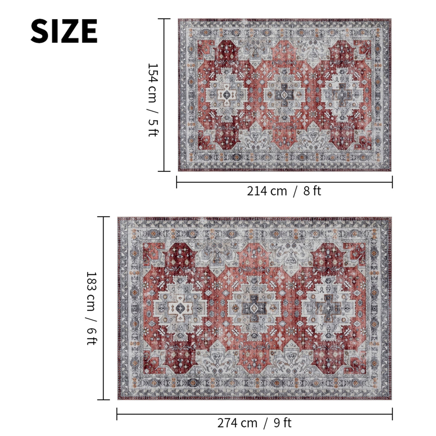 CHAKME 2'x3' Area Rugs Living Room Bedroom Ultra Thin Soft Washable Oriental Vintage Floral Carpet Distressed Rug Indoor Room Dorm Home Carpets Decor£¬Mul