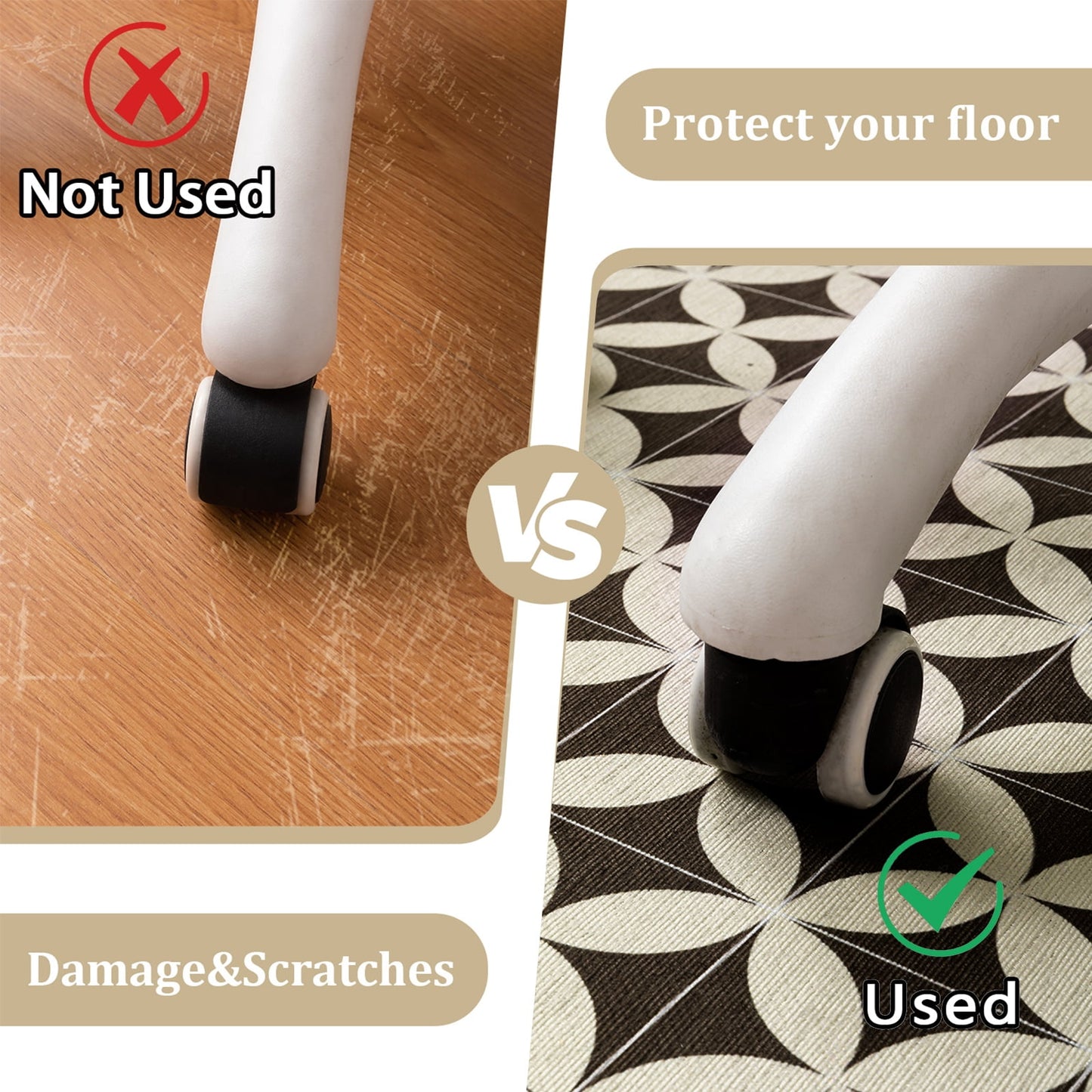 CHAKME 4'x5' Hardwood Floor Office Chair Mat Non Slip Washable Heavy Duty Desk Chair Floor Protector Low Pile Under Desk Rug Living Room Bedroom Home Office