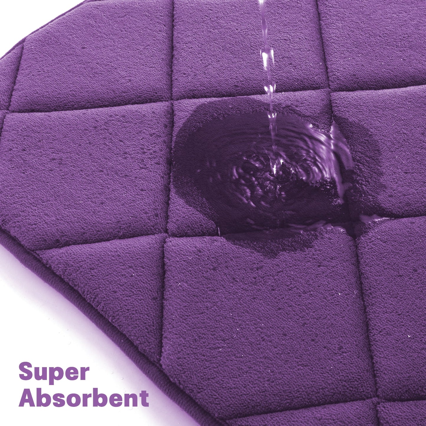 CHAKME Memory Foam Bath Mat Set Non Slip Super Absorbent Machine Washable U Shape Toilet Rug 24inx20in/24inx16in Bathroom Floor,Rustic Lattice purple