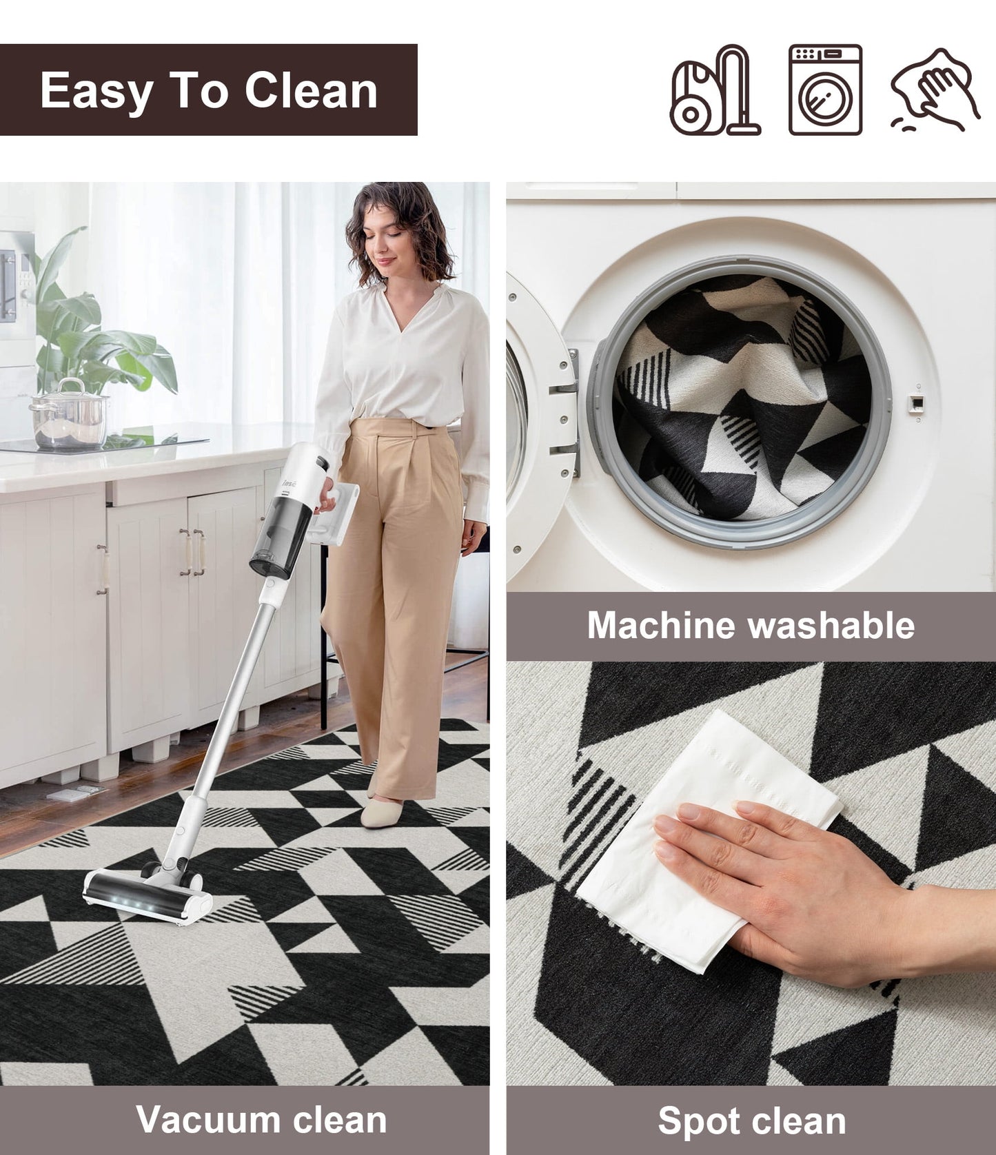 CHAKME Geometric Chair Mat Hardwood Floor 36 x 48 Non Slip Washable Office Chair Mat Desk Chair Floor Protector