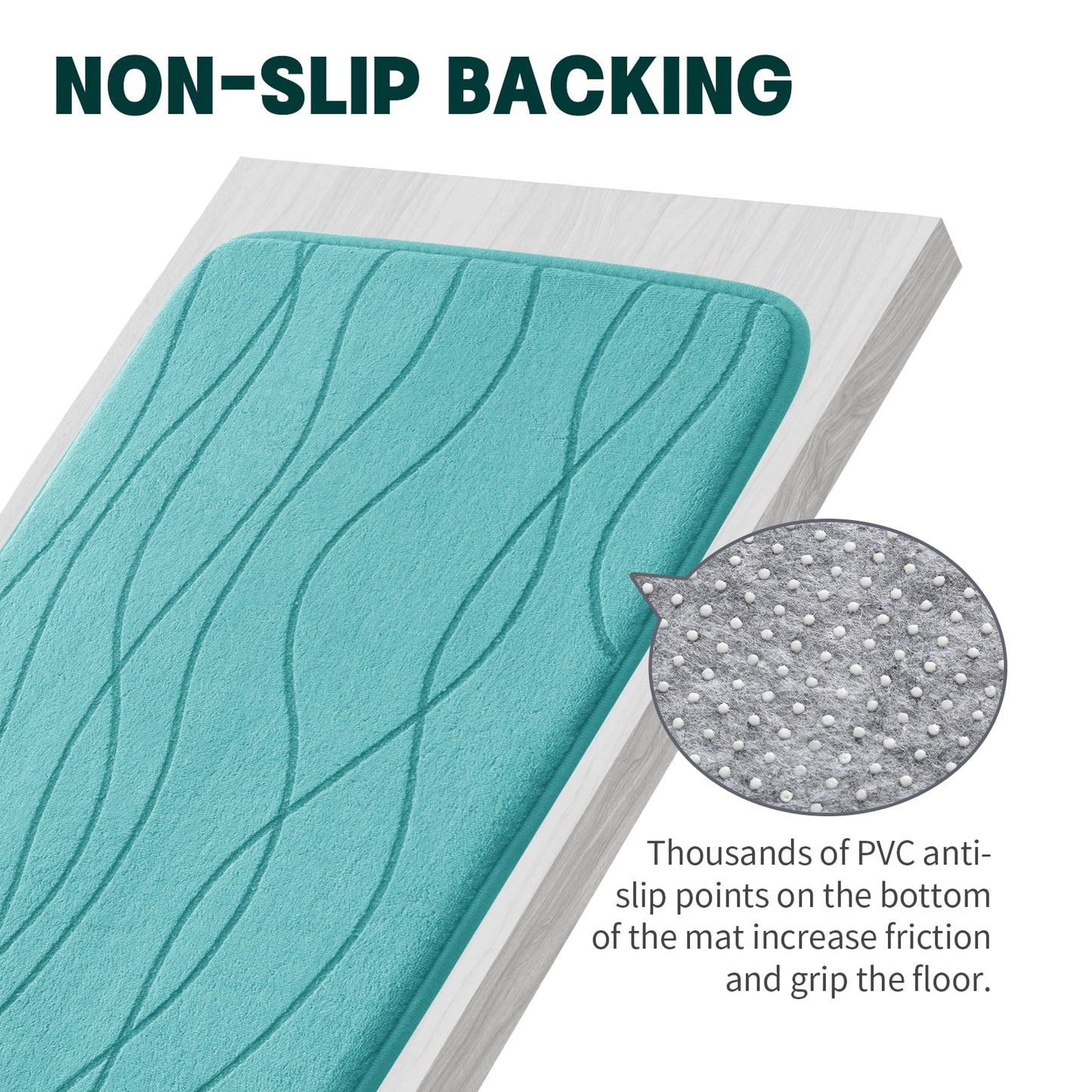 CHAKME 5 Piece Bathroom Rug Set Non Slip Ultra Absorbent Machine Washable Memory Foam Large 20inx46in & 32inx20in Long 24inx17in Small 18inx16in U Shape Contour 24inx20in Toilet Mat Ocean Ripple blue