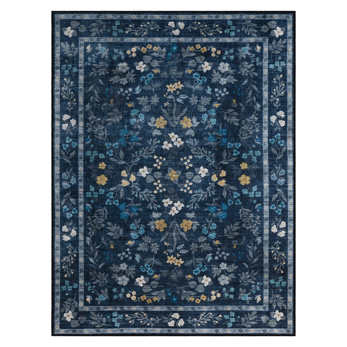 CHAKME 48in X 60in Navy Blue Floral Protective Flooring Office Chair Mat Hardwood Floor Tile Floor Heavy Duty Desk Chair Mat Carpet Anti Slip Office Floor Mat Rolling Chairs Low Pile Under Desk Rug